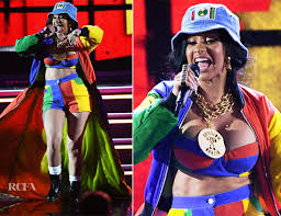 Cardi b, 28, along with megan thee stallion, 26, oozed sexiness on stage sunday as they performed wap for the first time together ever at the 2021 grammys. Cardi B In Moschino By Jeremy Scott 2018 Grammy Awards Performance Red Carpet Fashion Awards