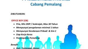 Check spelling or type a new query. Lowongan Kerja Ob Office Boy Pt Kresna Reksa Finance Pemalang Loker Swasta