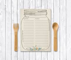 Mason Jar Recipe Card Printable Bridal Shower Recipe Card Rustic Recipe Card Printable Recipe Car Printable Recipe Cards Rustic Recipe Cards Mason Jar Meals
