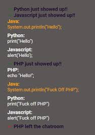 Just Shewed Just Ul He Java Python Javascript Lo Php Php Echo Hello Java Off Php Python Fuck Off Php Javascript Off Php Php The