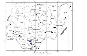 Satellite image of gulak, nigeria and near destinations. Map Of Nigeria Showing The States And Villages Where Positive Ppr Download Scientific Diagram