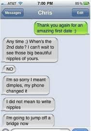 54 i must be hunting treasure because i'm digging your chest. 14 Hilarious First Date Texts That Will Make You Laugh Out Loud Autocorrect Fails Funny Text Messages Awkward Texts