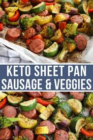 Keto Sheet Pan Sausage Veggies Quick Low Carb Recipe Keto Recipes Dinner Easy Sheet Pan Recipes Keto Recipes Easy