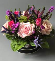 Mother S Day Birthday Anniversary Special Occassion Fresh Flower Bouquet Hat Box Flowers Mini Playful P Flower Gift Hat Box Flowers Fresh Flower Bouquets