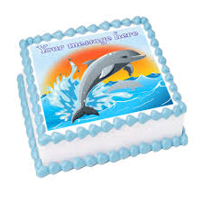 Order a fun and festive cake in the shape of mickey mouse! Amazon Com Dolphin 5 X 5 Square Edible Cake Topper Image Birthday Party Decoration Toys Games