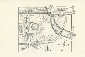 Peter Pan S Map Of Kensington Gardens Black And White Etsy Peter Pan Arthur Rackham Kensington Gardens