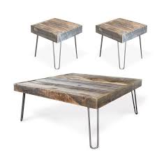Reclaimed Wood Square Coffee And Two Side Table Set Coffee Table Coffee Table End Table Set Made Coffee Table