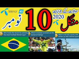 10 November 2020 Today My Telenor Questions Answers Today My Telenor Questions Test Your Skills Youtube