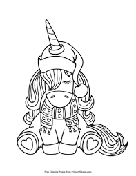 There are different pictures of black and white unicorns to color, choose the ones you like in the color palette and apply the color, paint the unicorns in this online coloring game. Winter Unicorn Coloring Page Free Printable Pdf From Primarygames