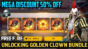 Freefire 50 Discount Incubator Unlocking Grand Price Golden Clown Bundle Super Luckey Day Youtube