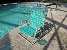 Vintage Low Short Webbed Aluminum Folding Lawn Chair Green In 2020 Lawn Chairs Green Chair Outdoor Chairs