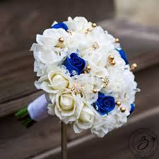 Maybe you would like to learn more about one of these? Royal Blue And Gold Pearls Real Touch Bouquet The Bridal Flower Silk And Real Touch W Gold Wedding Flowers Gold Wedding Bouquets Real Touch Wedding Bouquet