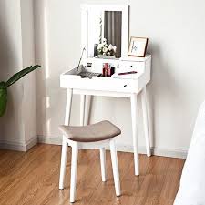 Costway Vanity Dressing Table Flip Desk Furniture Stool 2 White Walmart Com Small Vanity Table Vanity Table Set Dressing Table Design