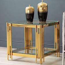 Colton Gold Metal And Glass End Side