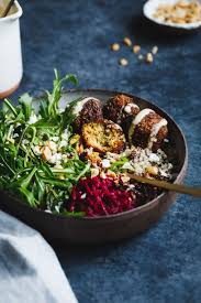 Gluten Free Butternut Squash Falafel Salad Bowls With Pickled Beets Vegetarian Salads Delicious Vegetarian Falafel Salad
