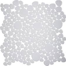 white porcelain tile backsplash pebble