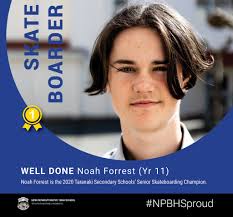 Congratulations to Noah Forrest (Yr11) and Noah Sanchez-Barrell (Yr9), who  were named Senior and Junior Champions at the TSSSA Skateboarding  Competition last weekend. Well done boys!