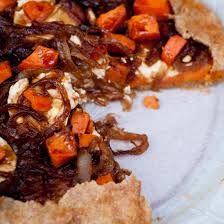 Sweet potatoes with pecans, goat cheese and celery [a.k.a. Sweet Potato Balsamic Caramelized Onion And Goat Cheese Galette Eat Live Travel Write