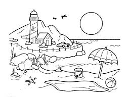 Dengan melihat gambar tersebut, kita dapat menyimpulkan jika pemandangan alam itu adalah suasana senja di tepi pantai dengan latar gunung. Gambar Mewarnai Pemandangan Pantai 8 Halaman Mewarnai Buku Mewarnai Pemandangan
