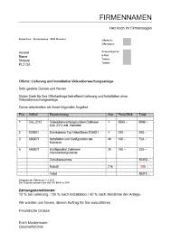 Der preis für messungen großer gebäude ist abhängig vom gebäudevolumen (ve), von der geforderten luftwechselrate (n50, q50, oder w50) und somit der anzahl der einzusetzenden gebläse. Offerte Vorlage Word Excel Kostenlos Muster Vorlage Ch