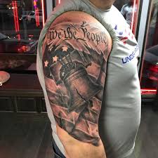 Black American Flag Half Sleeve Tattoo Pin On American Flag Tattoo