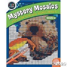 At first glance, one will have absolutely no clue what each completed image might turn out to be. Color By Number Mystery Mosaics Book 5 Mindware