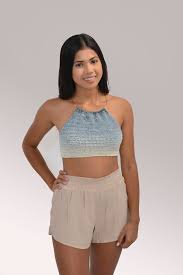 Ombre Halter Top Light Blue Crochet Cropped Halter Hand Etsy