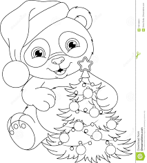 Huge pandas (frequently described as merely pandas) are black and white bears. Panda Christmas Coloring Page Stock Vector Illustration Of Year Isolated 103136031
