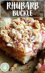 Rhubarb Buckle With Crumb Topping Alexandra S Kitchen Recipe Rhubarb Recipes Rhubarb Desserts Rhubarb Cake Recipes