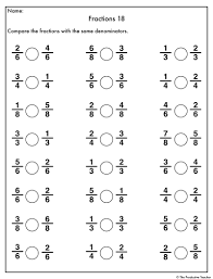 Fractions Worksheets Fractions Worksheets Comparing Fractions Fractions