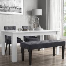 Get 5% in rewards with club o! Extendable Dining Table In White High Gloss With 2 Grey Velvet Chairs 1 Bench Vivienne Kaylee Furniture123