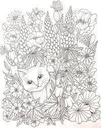 Cats and flowers coloring book. Maria Trolle Cat In Flowers Flower Coloring Pages Animal Coloring Pages Coloring Book Art