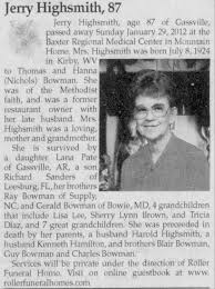 Obituary for Jerry Highsmith, 1924-2012 (Aged 87)