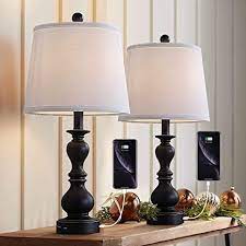 Hammered metal table lamps (set of 2) instantly transform your space with stylish instantly transform your space with stylish form and function with this elegant and unique 26 in. Resin Table Lamp Sets Of 2 For Bedroom Living Room Plug In Bedside Nightstand Light Lamps With 2 Usb Ports White Fabric Shade 2 Pack Black Amazon Com