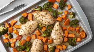Chicken Sweet Potato Broccoli Sheet Pan Dinner Recipe Food Recipes Dinner Dinner Recipes