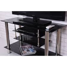 Free delivery and returns on ebay plus items for plus members. Black Chrome Tiered Tempered Glass Tv Stand Overstock 9043631