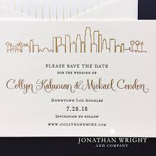 This Save The Date Features Letterpress Printing And The Couple S Name In Gold Foil Perfect For A Black Tie Los Angel Save The Date Wedding Los Angeles Dating