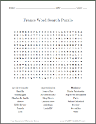 The goal is to find and highlight all of the words hidden in the puzzle. France Word Search Puzzle Worksheet Student Handouts