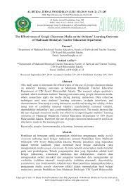 Mmhg dengan menggunakan metode yang disarankan oleh yoshikawa (1980). Pdf The Effectiveness Of Google Classroom Media On The Students Learning Outcomes Of Madrasah Ibtidaiyah Teacher Education Department