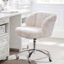 Polar Bear Faux Fur Wingback Swivel Desk Chair Desk Chair Comfy Cool Desk Chairs Swivel Chair Desk