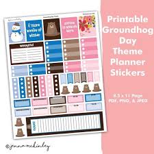 Printable Planner Stickers Decorative Groundhog Day Holiday Theme Monthly Weekly Daily Calendar B Printable Planner Stickers Planner Stickers Printable Planner