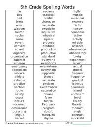 5th Grade Spelling Words List 5th Grade Spelling Words Grade Spelling 5th Grade Spelling
