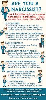 It's not known what causes narcissistic personality disorder. Are You A Narcissist Infographic Psychalive
