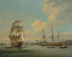 Thomas Luny - An East Indiaman in Two Positions off… — PICRYL - Public Domain Media Search Engine