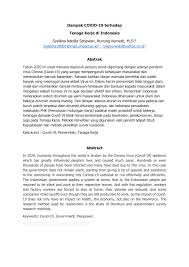 Maybe you would like to learn more about one of these? Pdf Dampak Covid 19 Terhadap Tenaga Kerja Di Indonesia