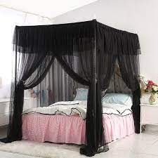 These canopy twin bed come with amazing features and enhance safety and the quality of sleep. Black Four Corner Post Bed Canopy Curtain For Twin Double Queen King Size No Bed Canopy Frame Wish