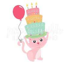 Happy Birthday Flowers Clipart For Her Sale Happy Birthday Kitty Clip Art Cute Digital Clipart Etsy In 2020 Birthday Cake Illustration Clip Art Birthday Cake Clip Art
