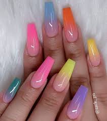 Ombre Nagel Regenbogen Nagel Sommernagel Bunte Nagel Ballerina Nagel Acrylnagel Mooie Nagels Nagels Nagelideeen