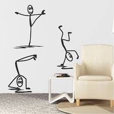 Modern Stick Figure Men Decals Wall Stickers Trendy Wall Designs Wall Design Funny Wall Decal Stick Figures