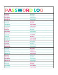Bright Password Log Printable Page Letter Size Pdf Home Binder Planner Instant Download Printable Password Log Planner Printables Free Password Printable